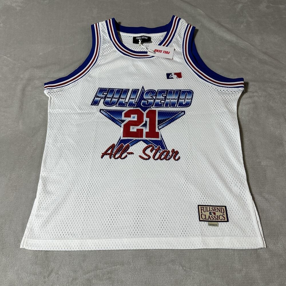Full Send Basketball Jersey Mens Medium White 21 All Star Full Send Classics